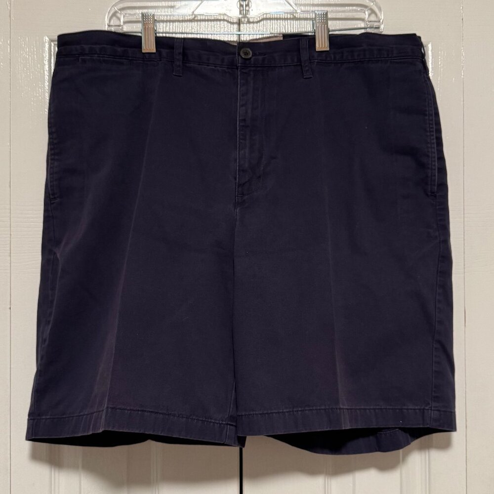 Lands End Navy Shorts Flat Front Legacy Chino Size:38
